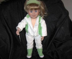 18'' MAPLEA BRIANNE BLONDE HAIR DOLL, LIME GREEN AND WHITE SKI OUTFIT OR PINK JACKET CHOICE
